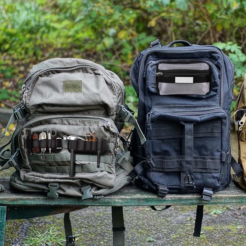 Aliceset Tactical Mesh Zipper Pouch and Elastic EDC Organizer Insert Panel, MOLLE Admin Pouch Modular EDC Tool Organizer Hook Back Utility Storage with Writeable ID Patch for Backpack Accessories