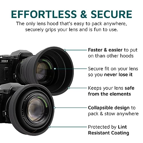 KUVRD - Universal Lens Hood - Fits 99% of Lenses, Element Proof, Lifetime Coverage - size: Small - (S|54) + Medium - (M|72) - 2 Pack Bundle