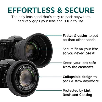 KUVRD - Universal Lens Hood - Fits 99% of Lenses, Element Proof, Lifetime Coverage - size: Small - (S|54)