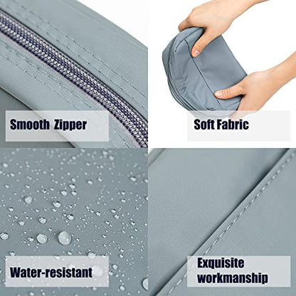 Hekyip Rectangular Cosmetic Beauty Bag for Purse Travel Handy Makeup Pouch for Women Girls (Rectangular Grayish Blue) - color: Rectangular Grayish Blue