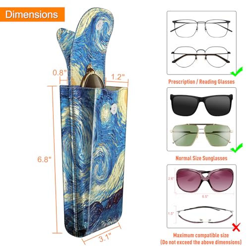 FINTIE Double Glasses Case with Carabiner Hook, Portable Vegan Leather Eyeglass Case Anti-scratch Sunglasses Pouch - color: Starry Night