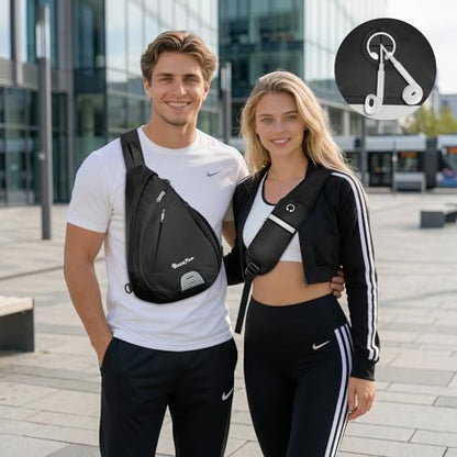 Seektop Anti Theft Crossbody Bag for Women RFID Blocking Waterproof Sling Backpack Lightweight 400D Nylon Small Chest Pack Shoulder Bag for Travel Hiking Commuting Men Black - color: Black