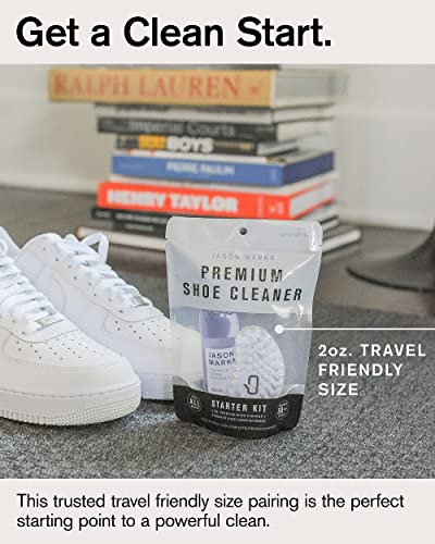 Jason Markk Starter Kit, Shoe Cleaner, 2-Piece Set, Deep Cleaning Solution & Durables Brush, Sneaker Care, Ideal for Footwear, Safe for Midsoles, Full-Grain Leather, Rubber, Plastic, and More, 2oz