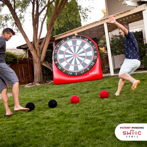 Swooc Games - Premium Inflatable Giant Kick Darts (15+ Ways to Play) - Jumbo Soccer Dartboard with Air Pump - Big Carnival Games - Giant Outdoor Games - Oversized Dart Board Yard & Lawn Game - size: Giant - 6ft