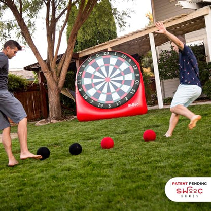 Swooc Games - Premium Inflatable Giant Kick Darts (15+ Ways to Play) - Jumbo Soccer Dartboard with Air Pump - Big Carnival Games - Giant Outdoor Games - Oversized Dart Board Yard & Lawn Game - size: Giant - 6ft