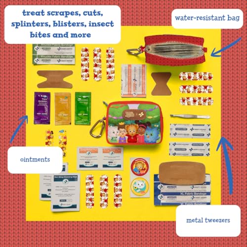 KeepGoing Daniel Tiger’s Small Travel First Aid Kit Kids – 60 Pc. Mini First Aid Kit for Purse, Diaper Bag, & Backpack with Latex-Free Bandages – 4 Oz., & 4.5 x 3.5 x 2 in, TSA-Approved - style: Hugs
