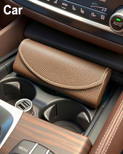 RayLove Ultimate Glasses Case Kit, Hard Shell Sunglasses and Eyeglass Case with Cleaning Cloth, Screwdriver, Ear Hooks - style: 1pack,coffee