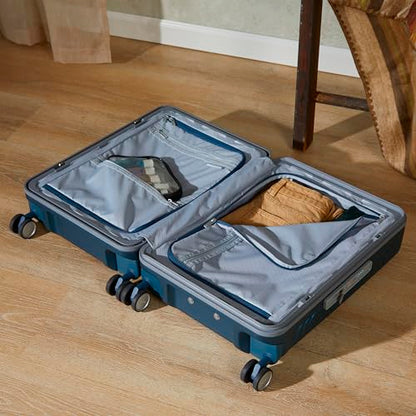 Framelock Max 21” Carry-On Hardshell Zipperless Luggage - Highly Secure Integrated Eazylock™ Mechanism - RightHeight™ Adjustable Handle System - 360° Spinner Wheels - Airline Approved - Emerald Teal - color: Blue, size: Carry-on Spinner