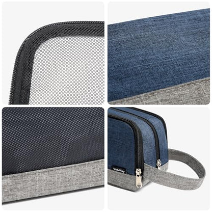 Yeiotsy Men's Travel Toiletry Bag – Small Dopp Kit with Mesh Pockets & 3 Compartments, Durable Shaving Organizer for Gym, Camping & Weekend Trips - color: Dark Blue