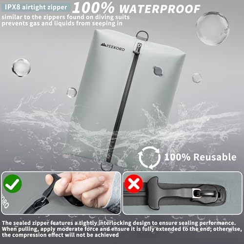 Vacuum Bag for Travel, Professional IPX8 Waterproof Reusable Vacuum Compression Bags for Travel Suitcases, Durable Space Saver Bag(2 PACK,With Pump)
