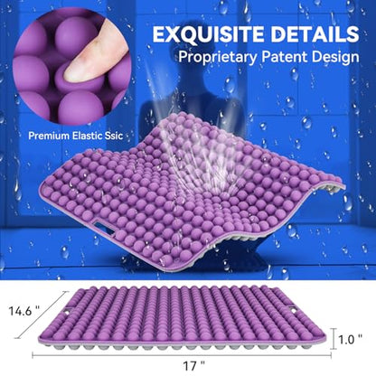 Purple Silicone Seat Cushion for Long Sitting Hours on Office & Home Chair, with 3D Non-Slip for Office Chair Cushions, Car Seats, Airplane Seat, Wheelchair Seat Cushions,Long Trips - color: Reversible Color: Purple + Black