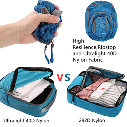BAGAIL 5 Set Ultralight Compression Packing Cubes Travel Accessories Expandable Packing Organizers(Teal) - color: Teal
