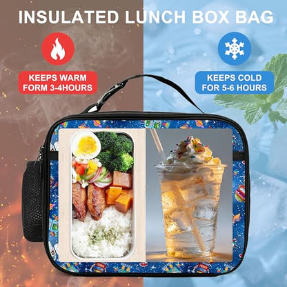 Robot Lunch Bag Insulated Reusable Lunch Box Cooler Thermal Tote Bag For Teenage Boys Girls School Beach - color: Robot