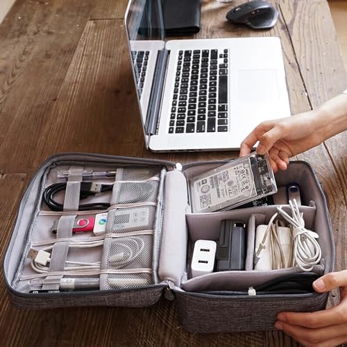 Organizer Case Small Electronic Devices USB Charger Accessories Mouse Phone Cable SD Power Bank Earphone - color: Large-Deep Blue