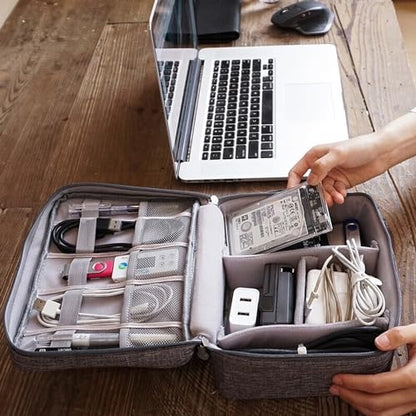 Organizer Case Small Electronic Devices USB Charger Accessories Mouse Phone Cable SD Power Bank Earphone - color: Large-Deep Blue