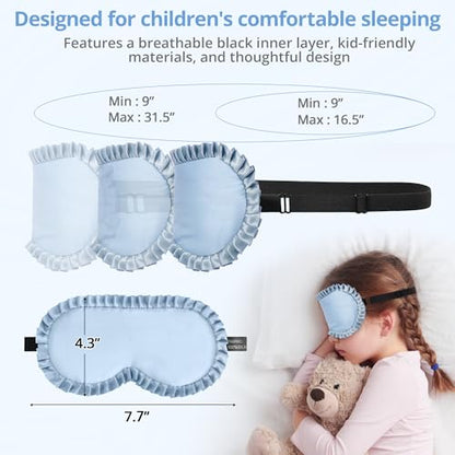 Kids Sleep Mask, 100% Real Mulberry Silk Eye Mask, Sleeping Mask for Kids with Adjustable Elastic Band, Soft & Light Blocking Eye Cover Gift for Boys Girls Teens Age 5+ (Blue) - color: Blue