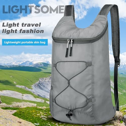 levayhill 16L Foldable Hiking Backpack,Small Packable Daypack, Gray | Lightweight ,Outdoor Collapsible Rucksack,Ultralight Folding Back Pack, Water Repellent, Men Women Travel Gym, Easy Carry-on - color: Gray