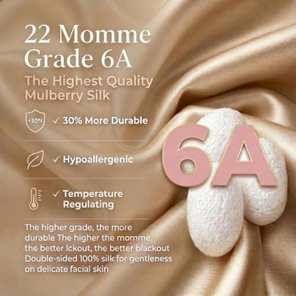 MATASSE 100% Mulberry Silk Sleep Mask 22 Momme Grade 6A -3D Contoured Eye Mask for Sleeping, 14mm Deep Eye Cups, Total Blackout Blindfold for Women Men, Adjustable Strap, Side Sleeper - color: Champagne/Black
