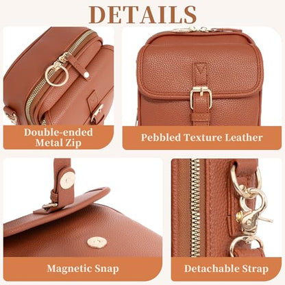Small Crossbody Bags for Women, Vegan Leather Messenger Bag Anti Theft, Shoulder Bag with Card Slots - color: Brown