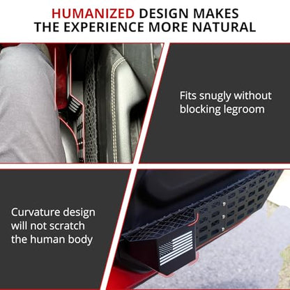 Metal Front Door Pocket Storage Box Compatible with Jeep Wrangler JL JLU 4XE 2018-2025 & Gladiator JT 2020-2025, Car Door Organizer Molle Panel, 2PCS