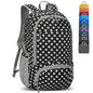 ZOMAKE Lightweight Packable Backpack 30L, Foldable Hiking Backpacks Water Resistant Compact Folding Daypack for Travel(Black，White polka dots) - color: Black，white Polka Dots