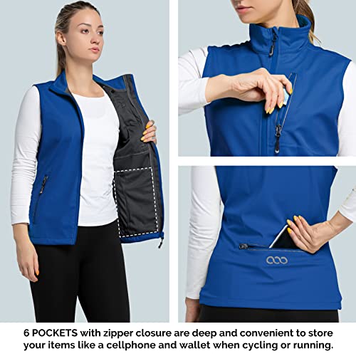 33,000ft Women's Lightweight Running Vest Outerwear with Pockets, Windproof Sleeveless Jacket for Golf Hiking Travel - color: Azure, size: 3X-Large