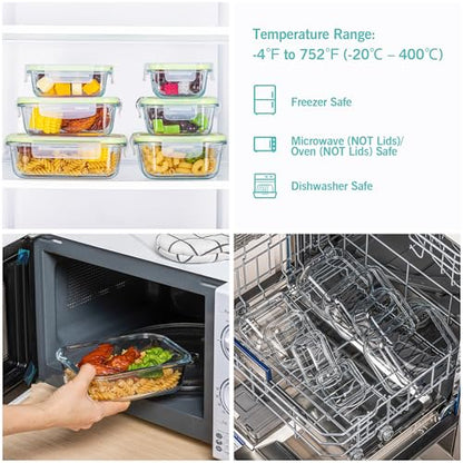 Vtopmart 8 Pack Glass Food Storage Containers with Lids (Grass Green) - color: Grass Green