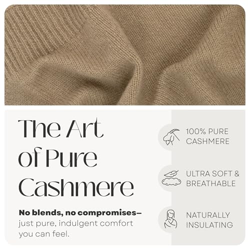 Velanio Cashmere 100% Cashmere Knitted Wrap Pashmina Shawl Extra Large Scarf Stole for Women Travel - color: Camel