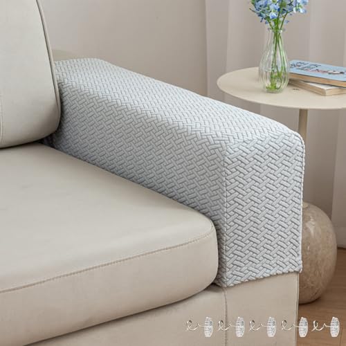 Yoovat Couch Arm Covers Sofa Arm Cover armrest Covers for Sofa Couch Armrest Cover Chair Arm Cover Set of 2 (Texture-Light Gray,Large (Set of 2)) - color: Texture-light Gray, size: Large (Set of 2)