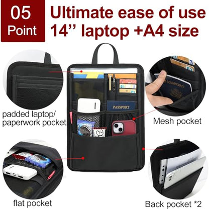 Stiff Backpack Insert Organizer for Men Women Bag In Bag,Thin Water-repellent Nylon 13.7''x10.2''x2''-Black - color: Black