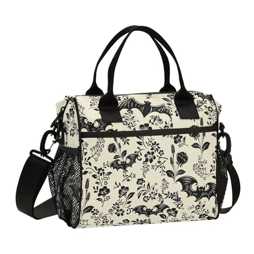 Goth Bat Pattern Lunch Bag & Lunch Box for Women with Adjustable Shoulder Belt Insulated Portable Lunch Tote Bag Cooler Bag for Girls Travel Office Picnic - color: lunch 27, size: Small