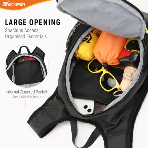 SKYSPER 15L/20L Foldable Hiking Backpack Lightweight Packable Travel Daypack with Chest Strap Small Folding Pack for Walking - color: Black, size: 20l