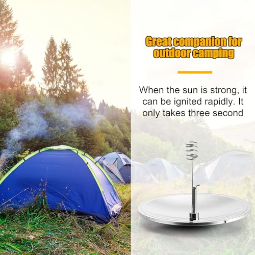 Maitys 2 Pcs Solar Fire Starter Solar Spark Lighter Camping Survival Tool Windproof Fire Starter Emergency Travel Kits Parabolic Mirror Ignition Cooker Outdoor Hiking Tool Home Yard