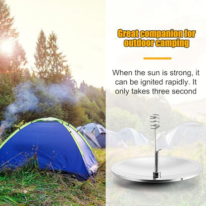 Maitys 2 Pcs Solar Fire Starter Solar Spark Lighter Camping Survival Tool Windproof Fire Starter Emergency Travel Kits Parabolic Mirror Ignition Cooker Outdoor Hiking Tool Home Yard