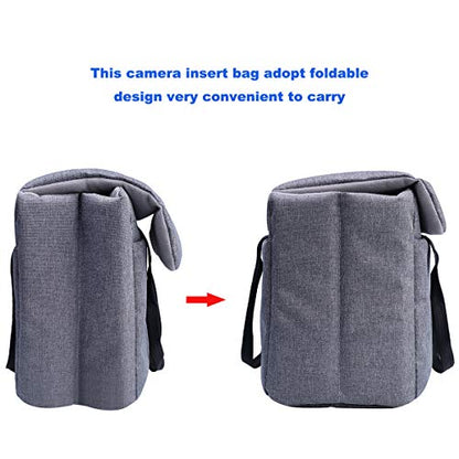 Camera Inserts Protective Bag Padded Insert Camer Cube Water Resistant DSLR SLR Case Foldable Liner for Sony,Canon,Nikon,Olympus Camera Lens Accessories Grey - color: Grey
