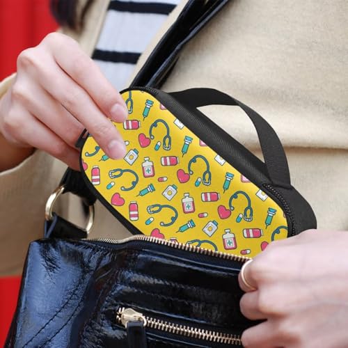 Stethoscope Print Diabetes Travel Case for Women Men, Lightweight Portable Glucose Meter Organizer for Diabetic Care Kits, Insulin Pen, Blood Sugar Monitor - color: Stethoscope Print