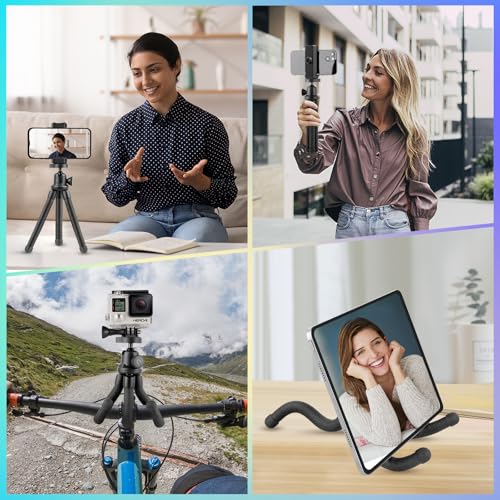 UBeesize Phone Tripod, UBeesize 12 Inch Flexible Cell Phone Tripod Stand Holder with Wireless Remote Shutter & Universal Phone Mount, Compatible with Smartphone/DSLR/GoPro Camera - color: Black, style: Rubber