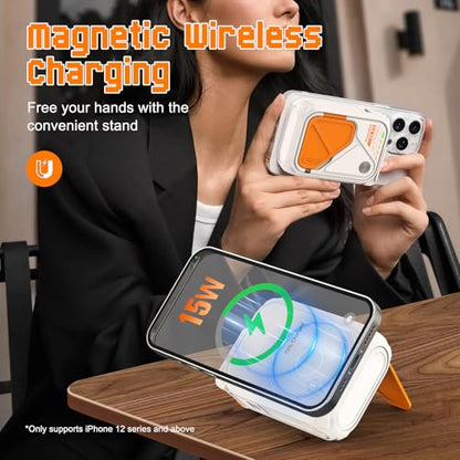 P05 Magnetic Portable Charger, 6-in-1 Power Bank with AC Wall Plug Built in Cable,10000mAh Wireless PowerBank Travel Essentials 22.5W Fast Charging for iPhone,Samsung,Andriod,Small Portable Charger - color: Cream Yellow