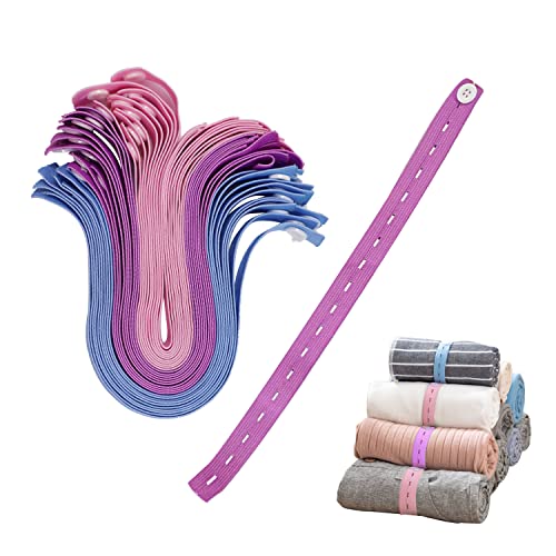 LELE LIFE 30Pcs Roll-up Clothes Storage Elastic Band, Adjustable Clothing Storage Strap with Button and Buttonholes, Travel Luggage Space Saver, Drawer and Closet Organizer, 3 Colors - color: 3 Colors
