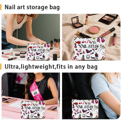 ShiQiao Spl Nail Stuff Manicure Organiser Bag for Women Christmas Birthday Gifts for Girls Nail Polish Tool Accessories Organiser Pouch for Manicurist Manicure Tool Storage Makeup Bag Pouches