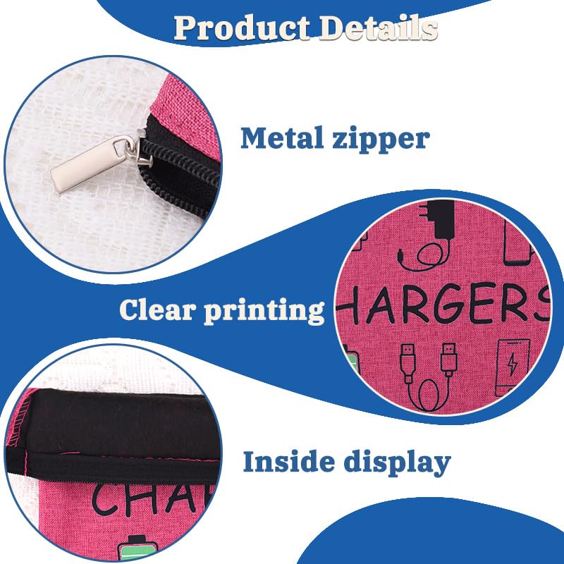 ShiQiao Spl Chargers Cables Storage Bag Travel Cable Storage Organizer Bag Chargers Makeup Cosmetic Bag Pouch Electronic Charging Organizer for Women Birthday Christmas Gifts for Daughter Friend - style: Pink Charger