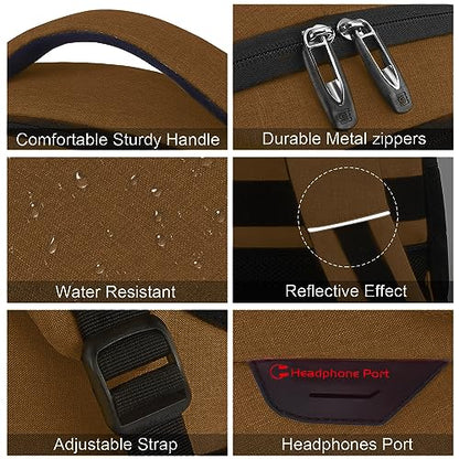 Volher Laptop Backpack,Business Travel Anti Theft Slim Durable Laptops Backpack,Water Resistant College Computer Bag for Women & Men Fits 15.6 Inch Laptop and Notebook-Brown - color: Brown, size: 15.6 Inch, style: Laptop