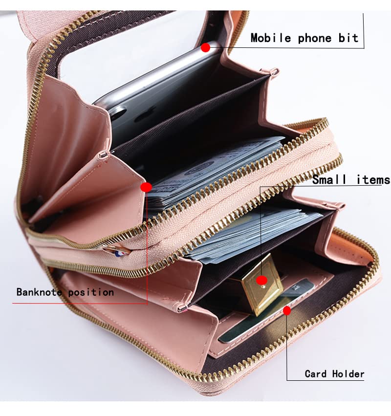 Anti-Theft Leather Bag,Small Crossbody Cell Phone Purse Wallet for Women,RFID Block Phone Purse Crossbody with Shoulder Strap - color: Black