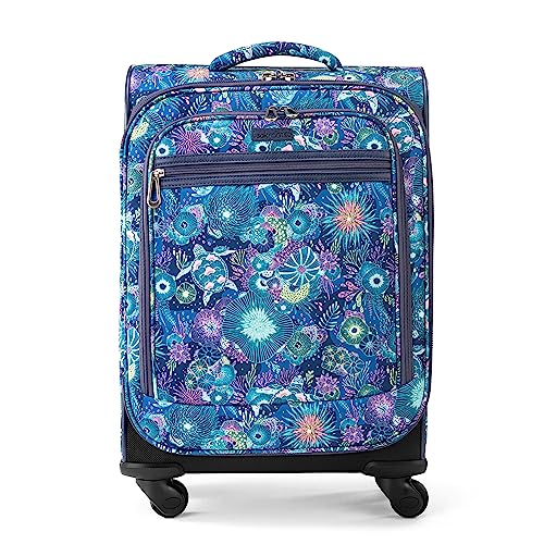 Sakroots On the Go 4 Piece Travel Bundle, Includes 21" Rolling Suitcase, Packable Large Tote, Medium & Small Pouches - color: Royal Blue Seascape