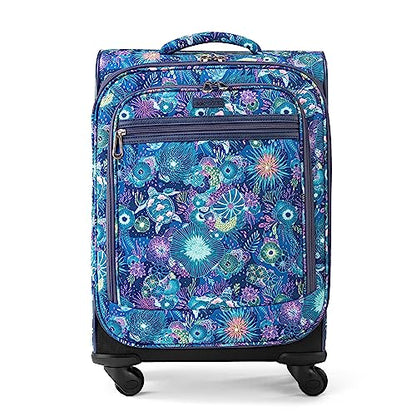 Sakroots On the Go 4 Piece Travel Bundle, Includes 21" Rolling Suitcase, Packable Large Tote, Medium & Small Pouches - color: Royal Blue Seascape