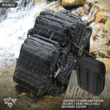 WYNEX Tactical Molle Admin Pouch, Utility EDC Pouch Organizer Modular Tool Pouch of Double Layer Design Medical EMT Attachment Bag Large Capacity with Elastic Webbing Insert Panel - color: Black