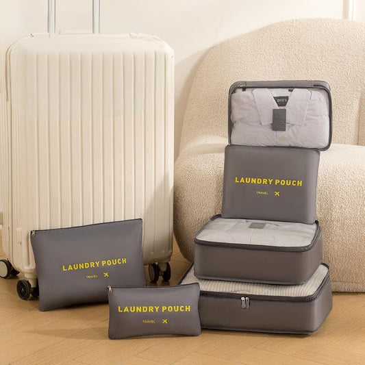 ‌Enhanced 6-Piece Travel Accessories Organizer Bag - Perfect for Workout & Travel Clothes Storage‌ - Grey - color: Grey, size: One Size