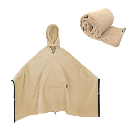 Camping Shawl Blanket, Large Wearable Blanket, 75x55 Inch Cape Windproof Waterproof Portable Warm for Outdoor, Sports, Travel, Car - color: Polar Fleece Blanket - Khaki
