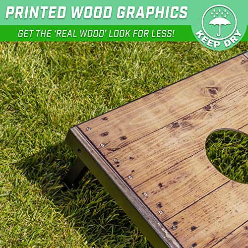GoSports Portable Cornhole Sets, 8 Styles – Choose 4 x 2 ft or 3 x 2 ft - Boards Include 8 Bean Bags, Travel Case, and Game Rules - style: 3 x 2 ft Rustic