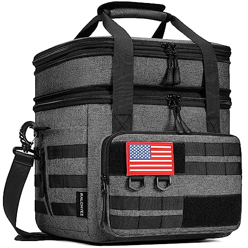 RalChyez Tactical Lunch Bag, 20L Large Heavy Duty Double Deck Insulated Lunch Box Leakproof Expandable Tote Cooler with Shoulder Strap for Adult Men Women Work Fishing Picnic Travel Gray - color: E-Grey, size: 20L